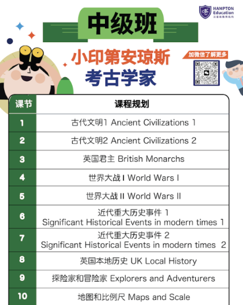 暑期 研修班 英国夏令营 One Move Group 英商首都集团 课表 中级班